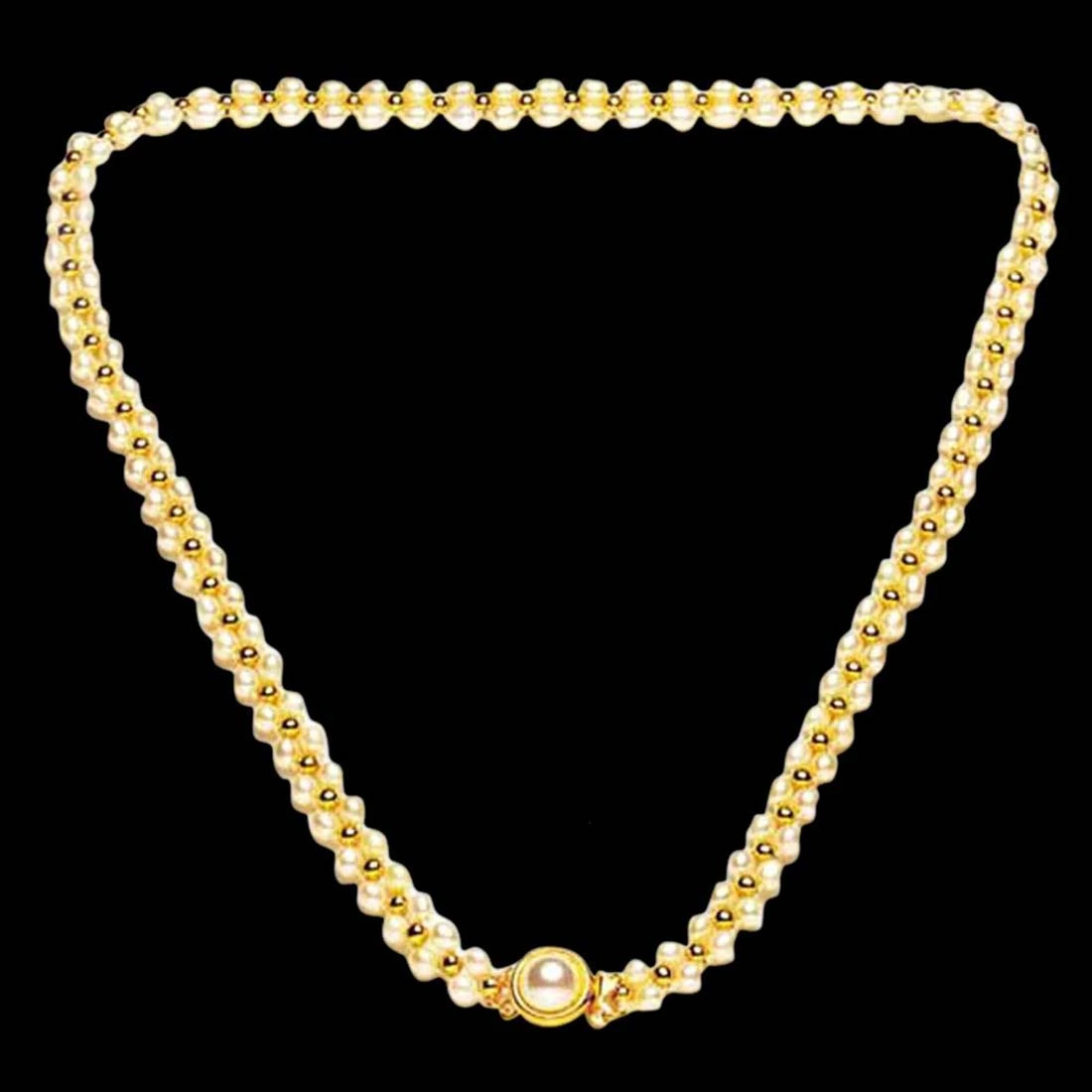 Hypnotize - Real Freshwater Pearl & Gold Plated Beads Necklace, Bracelet & Earring Set for Women (SP84)