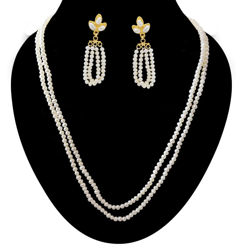 Shimmering Elegance - Real Freshwater Pearl Necklace, Bracelet & Earring Set for Women (SP94)