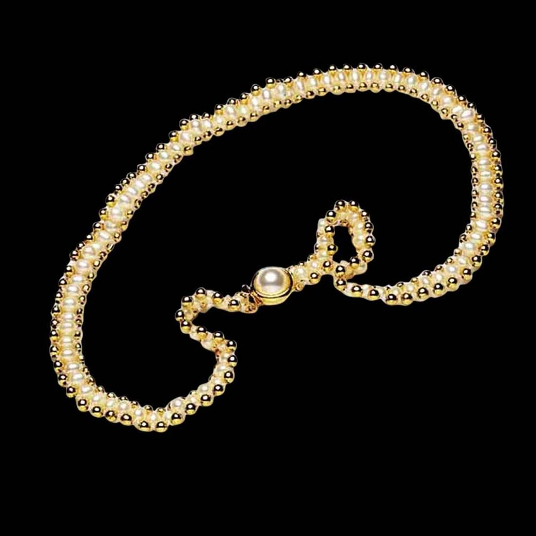 Enchanting Elegance Pearls - Real Freshwater Pearl & Gold Plated Beads Necklace, Bracelet & Earring Set for Women (SP96)