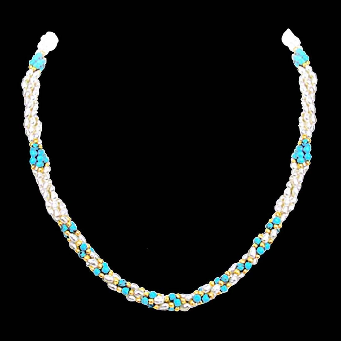 Celestial Whisper: The Rice Pearl & Turquoise Elegance Set