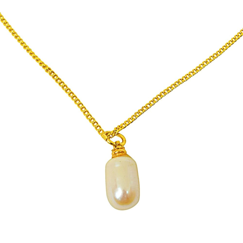 10.00cts Real Natural Freshwater Pearl Pendant with Gold Plated Chain (SPP2)