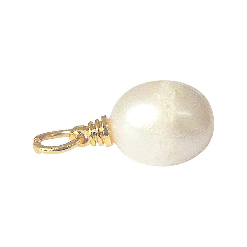 4.50cts Real Natural Oval Freshwater Pearl Pendant with Gold Plated Chain (SPP34)