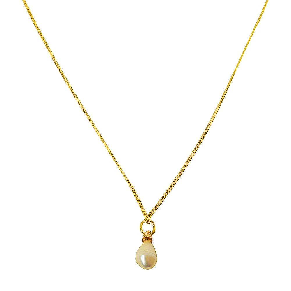 Natural Real Freshwater Pearl Pendant with Gold Plated Chain (SPP5)