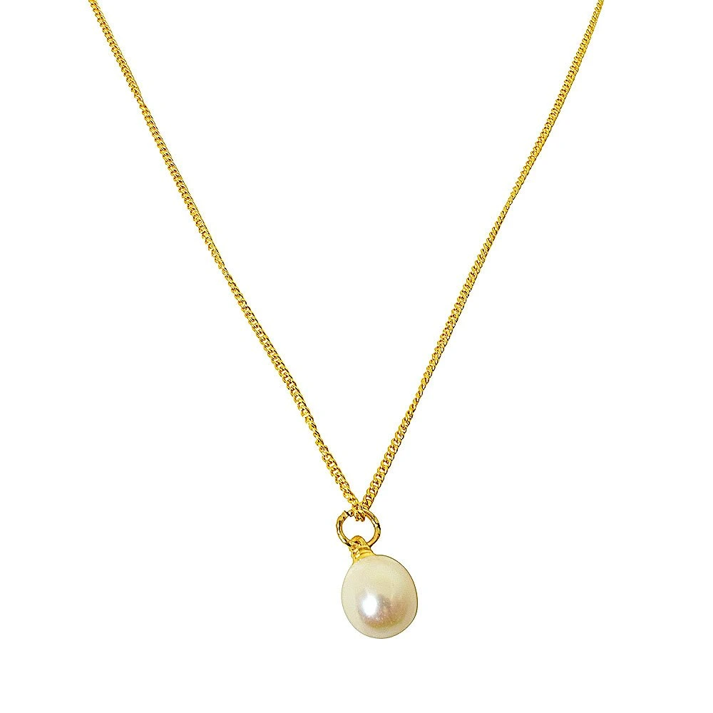 8.50cts Real Natural Oval Freshwater Pearl Pendant with Gold Plated Chain (SPP8)