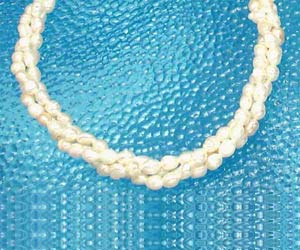 Scintillation - 3 Line Twisted Rice Pearl Necklace for Women (SP101)