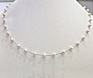Snow White - Single Line Real Pearl Necklace (SN256)