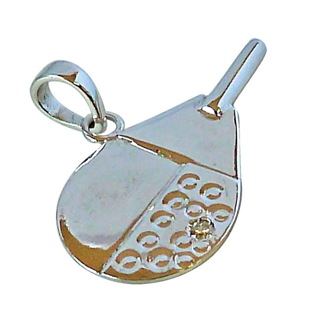 Table Tennis Racket with Diamond set in Silver for the Champaion to Show Off - Sport Collection