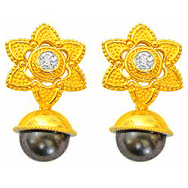 Black Beauty Diamond Earrings -Tahitian Pearl Earrings