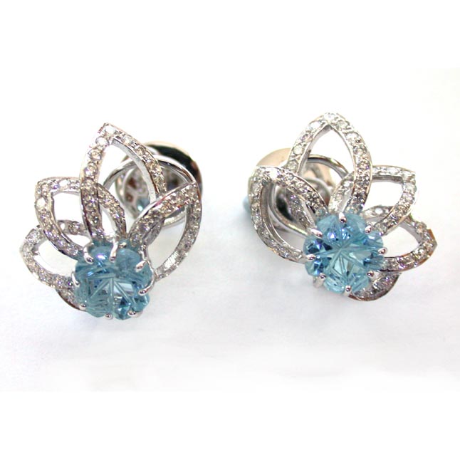 Splashes Of Joy -Blue Topaz Diamond Earrings -Designer Earrings