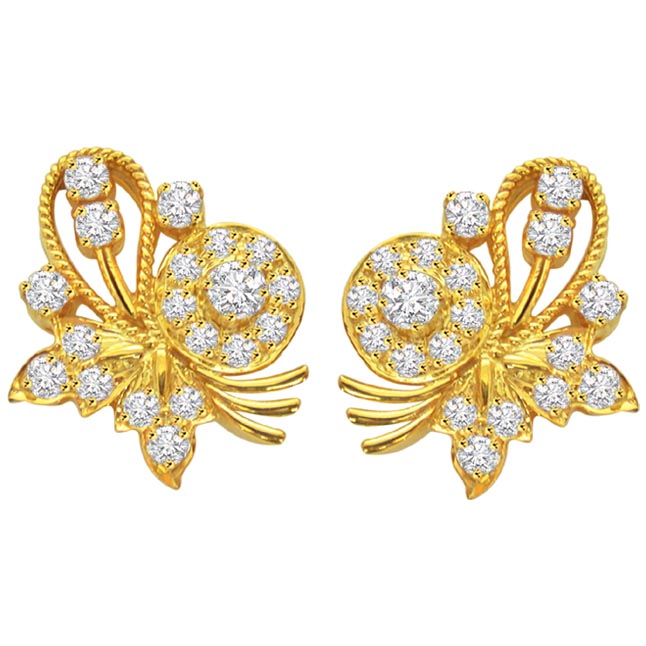 Butterfly Bud Diamond Earrings -Designer Earrings