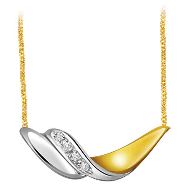 Charismatic Charm 0.12 ct Two Tone Diamond Necklace Pendants with chain