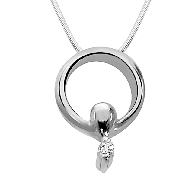 Circle of Life - Real Diamond & Sterling Silver Pendant with 18 IN Chain (SDP19)