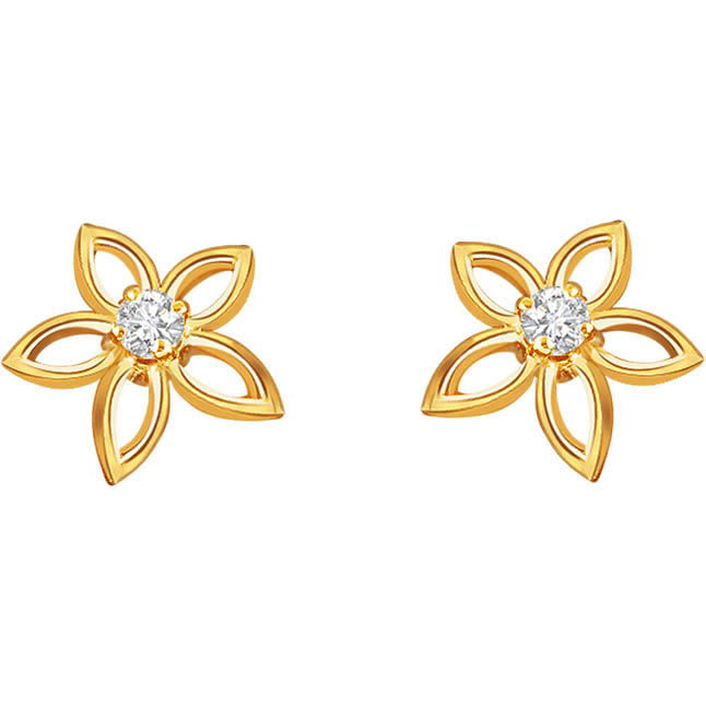 Complete Star's 0.10cts Diamond Earrings S -268 -Flower Shape Earrings