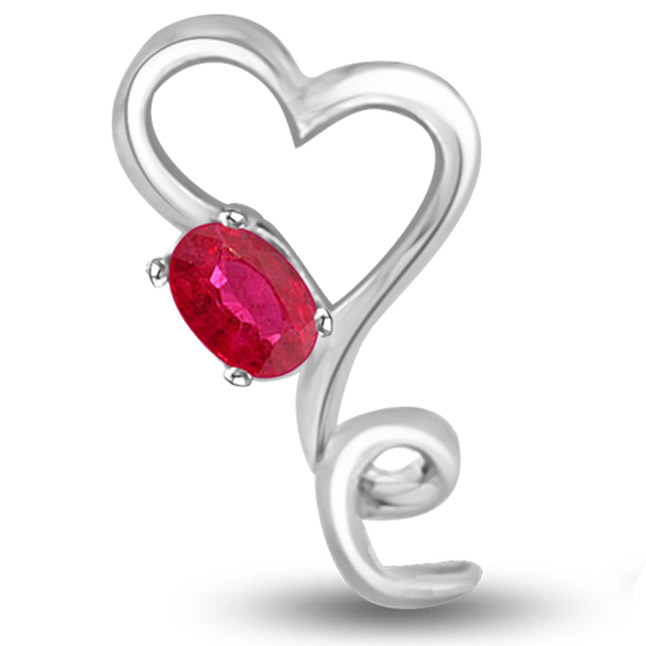 Cutie Hearts 0.15 cts White Gold Ruby Pendants