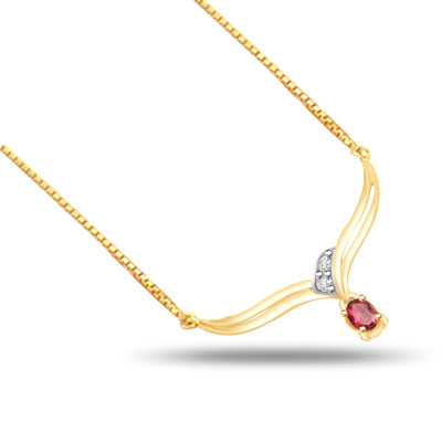 Dazzling Red Desire Diamond & Ruby Gold Necklace Pendants -2 Tone Necklace Pendants + Chain