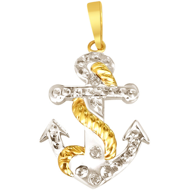 Diamond & Silver Anchor Pendant - Sport Collection