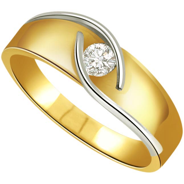 Diamond Men's Solitaire rings SDR387 -Two Tone Solitaire