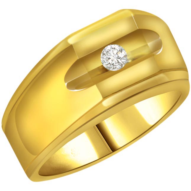 Diamond Solitaire Gold Men's rings SDR564 -Solitaire rings