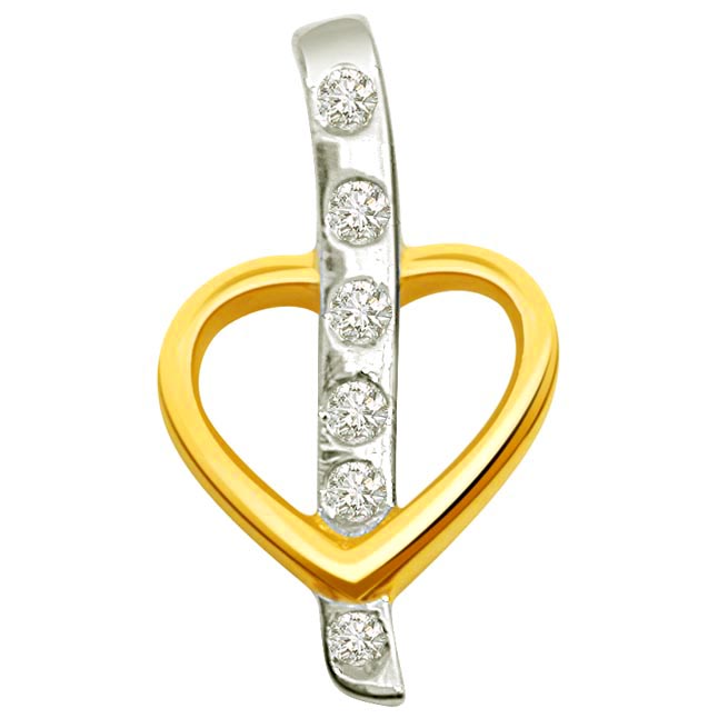Dual Plated Diamond & Gold Heart Pendants.