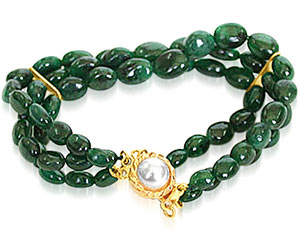 Emerald Beauty Charm - 3 Line Real Green Oval Emerald Cocktail Bracelet for Women (SB30)