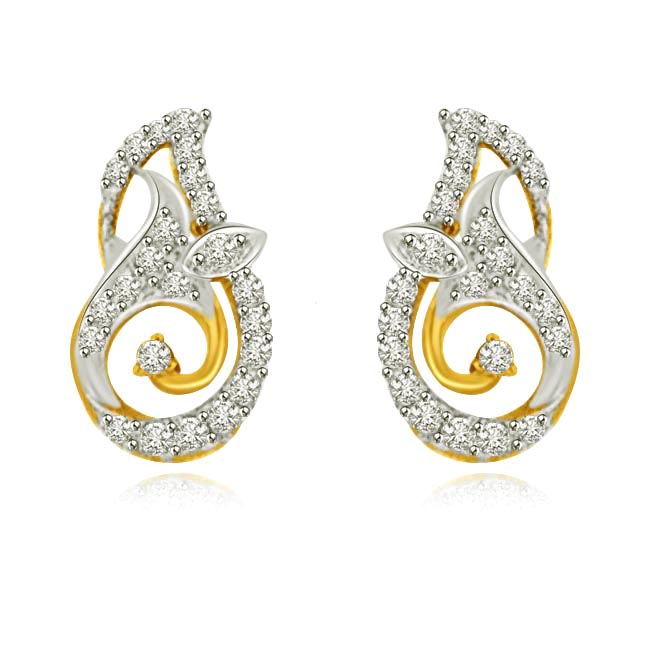 Unconditional Love Two Tone Gold Diamond Earrings Surat Unconditional Love Two Tone Gold Diamond Earrings Designer