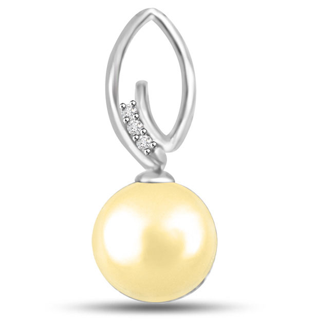 Exotic Pearl Diamond Pendants In 14kt White Gold -Diamond -Ruby