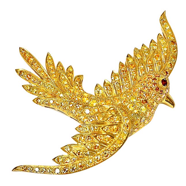 IGL Certified Fancy Colour Real Natural Diamond Flying Bird Brooch