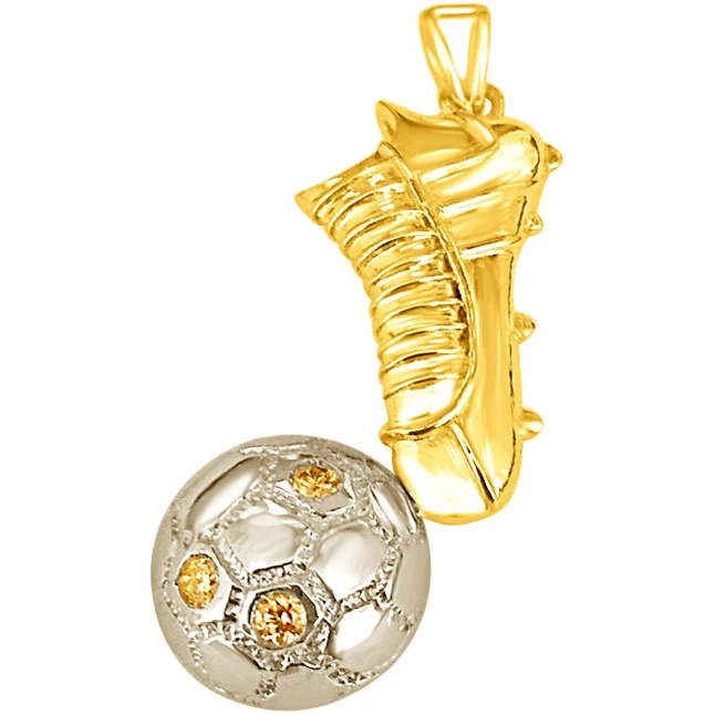 For the Quarterback:Golden Shoe with Diamond Football -Sport Collection