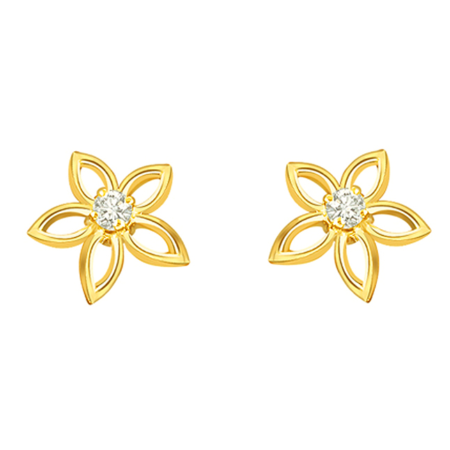 Golden Star 0.08 ct Solitaire Daimond Earrings -Designer Earrings