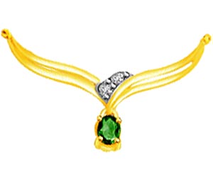 Gorgeous Green Diamond & Emerald Necklace Pendants DN119 -2 Tone Necklace Pendants + Chain