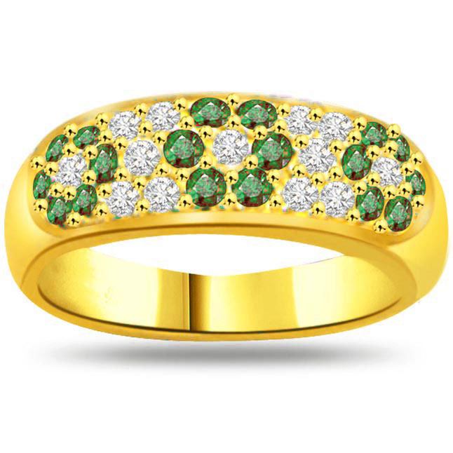 Green Flower's in Finger 0.26ct Diamond & Emerald rings SDR1121 -Diamond & Emerald