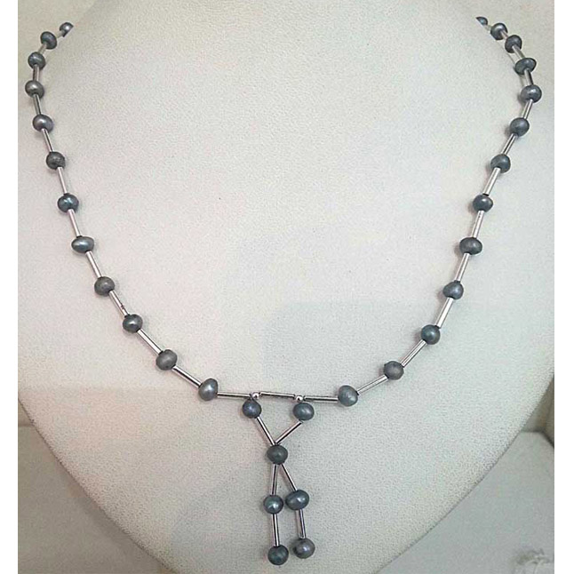 Grey Colored Pearl Necklaces (SN322)