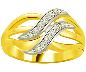 Love Wave -0.18 cts Two Tone Gold Diamond rings 