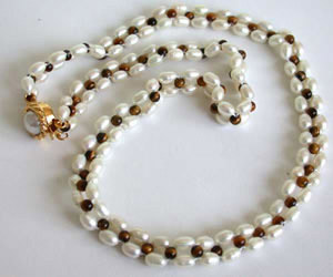 luminesce - Real Pearl & Tiger's Eye Beads Necklace for Women (SN41)
