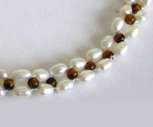luminesce - Real Pearl & Tiger's Eye Beads Necklace for Women (SN41)