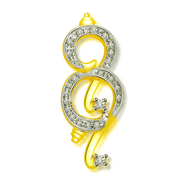 After Eight Delight -0.30 cts Fancy Diamond 18K Pendants -Designer Pendants