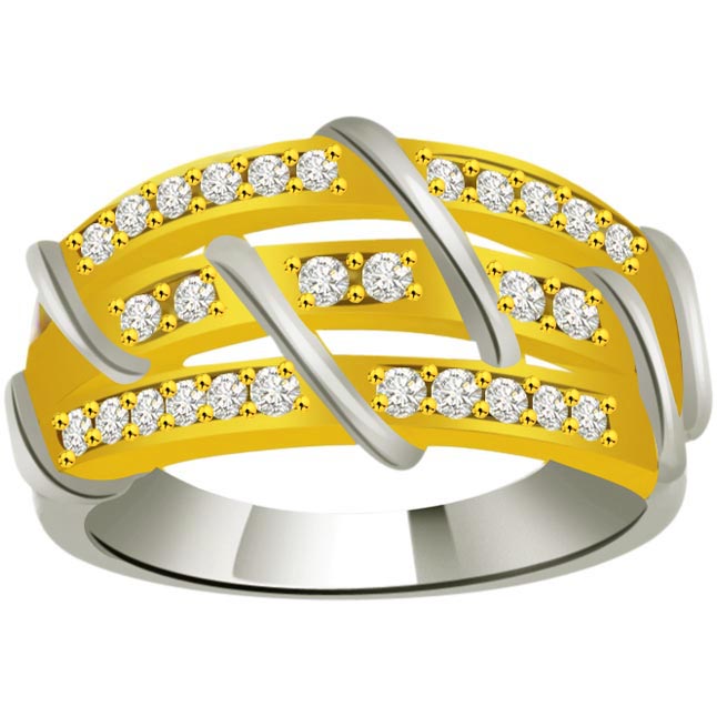 Pretty Diamond Gold rings SDR879 -2 Tone Half Eternity