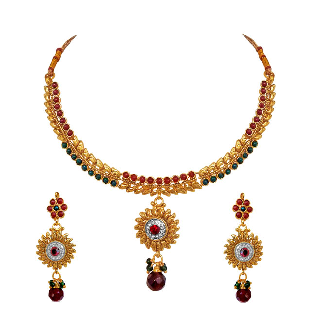 Polki Necklace Earrings Set