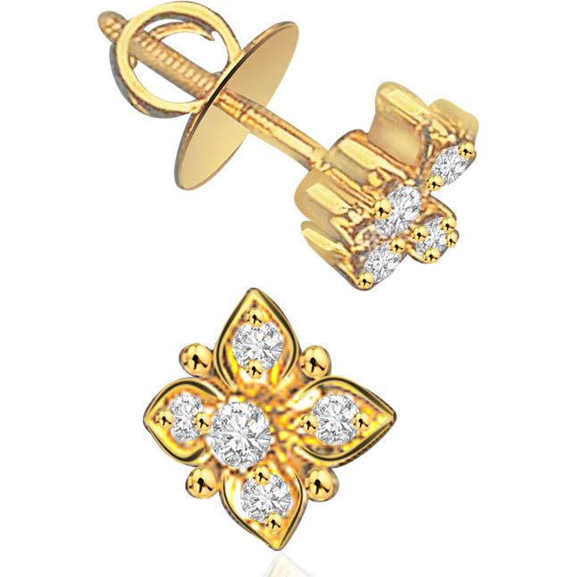 Bedazzled Diamond Earrings S -260 -Flower Shape Earrings