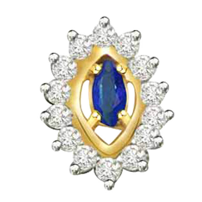 Sauve Sapphire Delight -0.20ct Diamond & Sapphire 18kt Gold Pendants