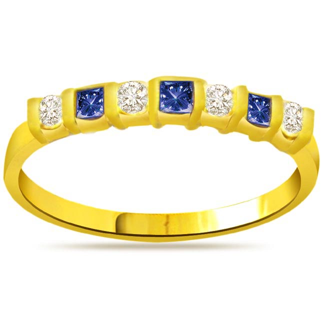 Sparkling Blue Blossom Classic Diamond & Sapphire rings SDR1040
