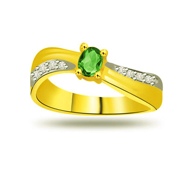Endless Beauty 0.08ct Diamond & Emerald rings SDR1117 -Diamond & Emerald