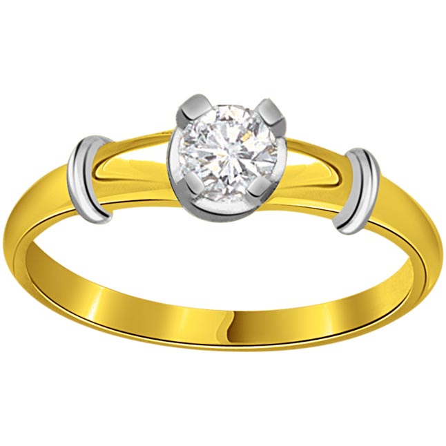 0.15 cts Diamond Solitaire Two Tone 18K Engagement rings