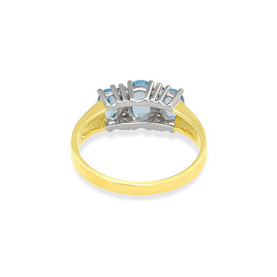 Blue Dazzled Three Stone Diamond & Blue Topaz rings -Gemstone & Diamond