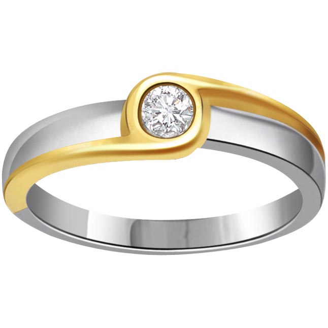 0.11 ct Diamond Two Tone Solitaire rings SDR363 