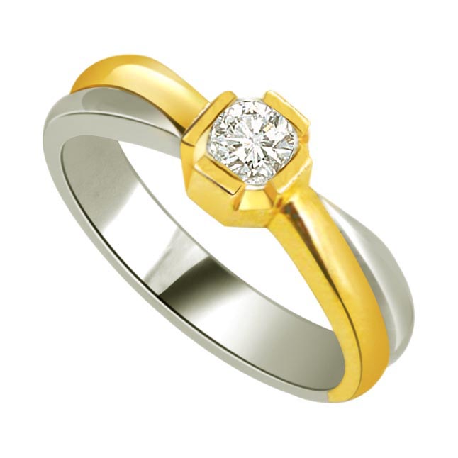 1.00 ct Diamond Two Tone Solitaire rings SDR418