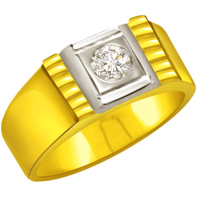 0.15 cts Diamond Solitaire Men's rings -Two Tone Solitaire