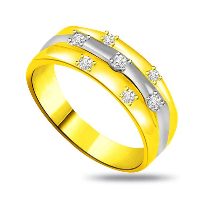 Trendy Diamond Gold rings SDR731 -White Yellow Gold rings