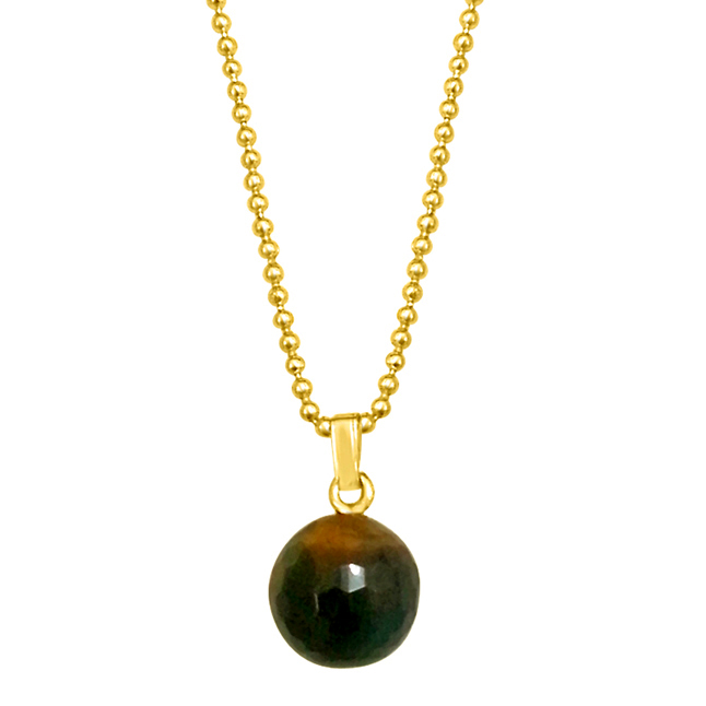 Simple Big Tiger Eye Ball Pendant with chain (SDS158)