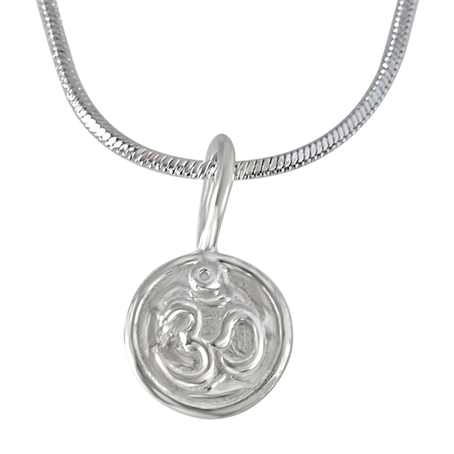 Om Pendants In Sterling Silver With Chain For Children - Om Pendant Silver India Om Pendants In Sterling Silver With Chain For Children - Om Pendant Silver India